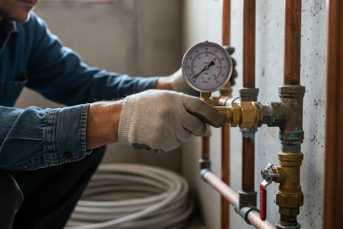 Pressure testing a repaired line during Water Line Repair in Smithdale